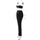 Women Sexy Crop Top and Long Skirt Two-Piece Set
