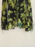 Women Printed See-Through Shirt + Irregular High Waist Skirt Two-piece Set