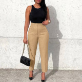 Plus Size Women Africa High Waist Solid Trousers