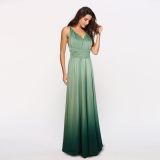 Women Sexy Gradient Crossover Backless Lace-Up Maxi Dress