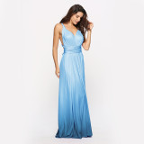 Women Sexy Gradient Crossover Backless Lace-Up Maxi Dress