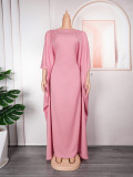 Solid Color Chiffon Dress Africa Plus Size Ladies Maxi Dress