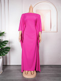 Solid Color Chiffon Dress Africa Plus Size Ladies Maxi Dress