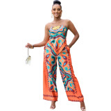 Women's Fashion Casual Print Strapless Women's Two-Piece Pants Set