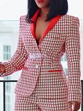 Women plaid Blazer and Pant two-piece set