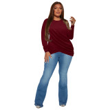 Plus Size Women Casual Pleated Top