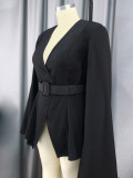 Women Fall Style Slit Long Sleeve Blazer Coat