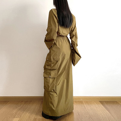 Autumn Women's Clothing Zipper Slim Long Sleeve Crop Jacket Cargo Skirt Two Piece Set