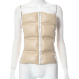 Women's Autumn And Winter Street Versatile Strapless Zipper Ladies Pad Vest