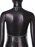 Women Sexy Backless Suspender Metal Sequins Patchwork Tassel Top