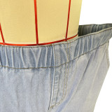 Women Snap Buckle Loose-Cut Denim Pants