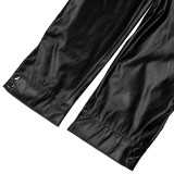 Women Split Pu Leather Trousers