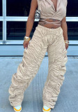 Women Loose Pleated Style Elastic Waist Trousers