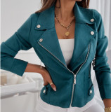 Women Turndown Collar Zip Jacket