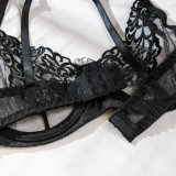 Women Metal Chain Embroidered Sexy Underwear Set