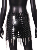 Women Punk Style Sexy Style Sequin Patchwork Skirt