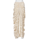 Women Loose Pleated Style Elastic Waist Trousers