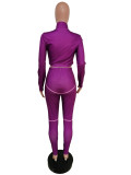 Women Casual Line Sport Long Sleeve Top and Pant Two-Piece Set