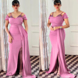 Sexy Evening Dress African Bridesmaid Wedding Strap Party Gown