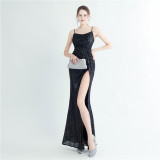 Sexy Straps Sequin Long Dress Plus Size Beauty Formal Party Evening Gown