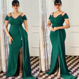 Sexy Evening Dress African Bridesmaid Wedding Strap Party Gown