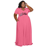Casual Fashion Turndown Collar Solid Color Women's Plus Size Dress