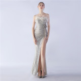 Sexy Straps Feather Sequins Flower Wedding Party Evening Dress