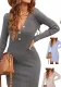 Women Knitting Fall and Winter Long Sleeve Bodycon V Neck Basic Sweater Dress