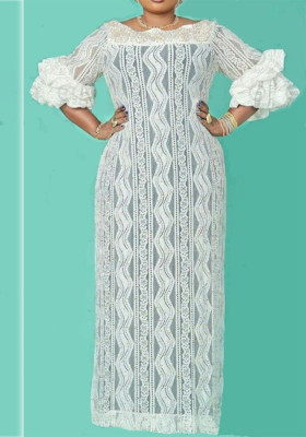 Plus Size Women Lace Maxi Dress