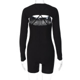 Women Autumn Sexy Long Sleeve U-Neck Romper