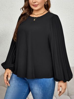 Women Solid Long Sleeve Round Neck Top