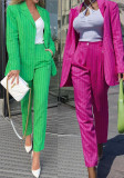 Autumn And Winter Women's Fashion Casual Office Striped Blazer And Pants Suit