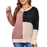 Fall/Winter Round Neck Contrast Color Casual Sweater
