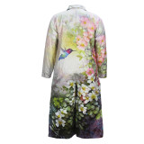 Plus Size Women's Summer Fashion Loose Printed Long Sleeve Jumpsuit