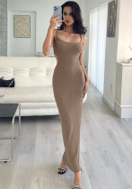 Women's Spring And Summer Fashionable Sexy Low Back Slim Fit Side Hollow Strap Dress