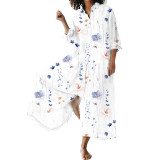 Plus Size Women's Summer Fashion Loose Printed Long Sleeve Jumpsuit