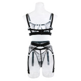 Zebra See-Through Sexy Lingerie Four-Piece Set With Leg Socks