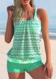 Two Piece Women's Swimsuit Digital Print Cutout Square Leg Two Pieces Plus Size Swimwear