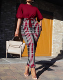 Spring And Autumn Trendy Street Women's Clothing Three-Quarter Sleeve Fashion Casual Two Piece Pants Set