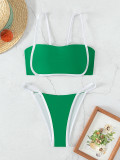 Color Block Strappy Sexy Low Waist Two Pieces Bikini Swimsuit