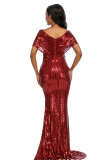 Women See-Through Sequined Mesh Backless Dress