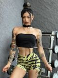 Women Sexy Printed Drawstring Athletic High Waist Butt Lift Yoga Shorts