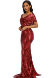 Women See-Through Sequined Mesh Backless Dress