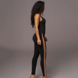 Shapewear Sexy Style Patchwork Low Back Slim Fitted Sports Jumpsuit