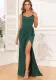 Women's Straps U-Neck High Slit Formal Party Dress