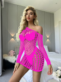 Sexy Lingerie Long Sleeve Sexy Hollow Bodycon Nightdress