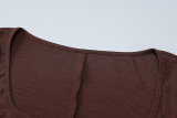 Women's Autumn Fashion Solid Color Slim U Neck Long Sleeve Jumpsuit