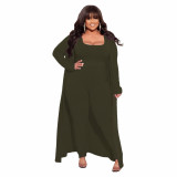 Autumn And Winter High Stretch Ribbed Three-Piece Plus Size Fashionable And Sexy Pants Set