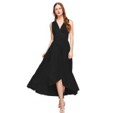 Multi-Wear Crossover Short Front And Long Back Backless Sexy Long Dress