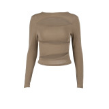 Knitting Round Neck Sexy Hollow Long Sleeve Autumn Chic Fashionable Top For Women